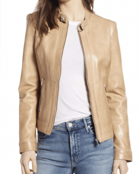 women stylish leather jacket